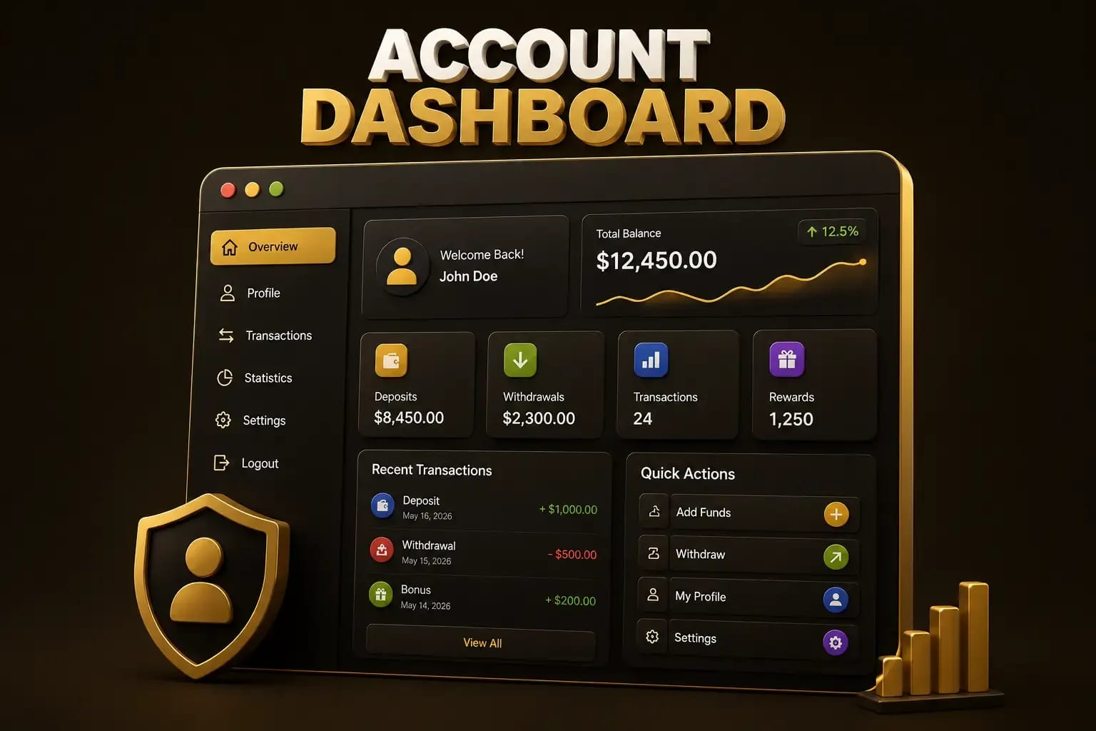 Pak Club account dashboard showing balance, history and profile rows