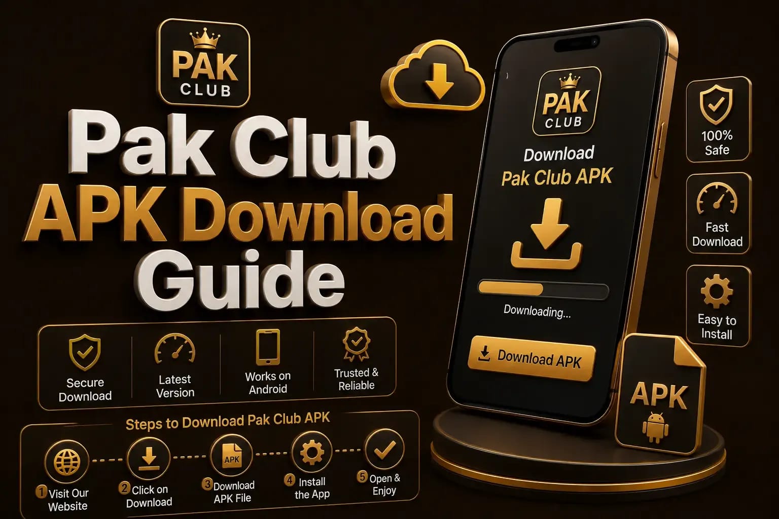 Pak Club APK download guide shown on an Android phone