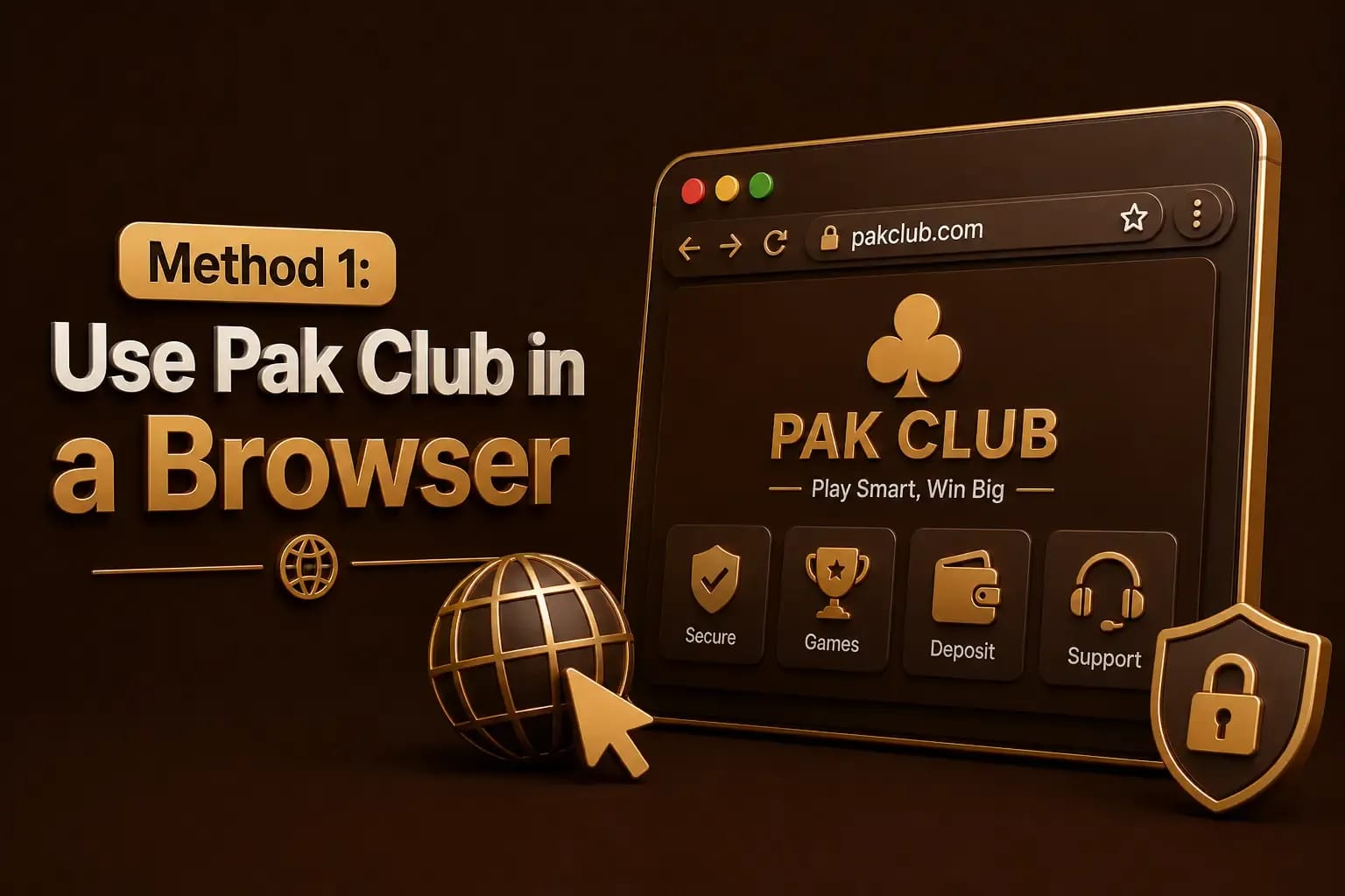 Use Pak Club in a browser Pak Club being opened in an updated desktop browser window